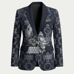 Khonsu Ancient Egyptian Blazer with Dark Celtic Knot Pattern, Baboon Guardian Symbol, and Moon Healer Motif - African Pride