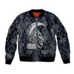 Khonsu Ancient Egyptian Bomber Jacket with Dark Celtic Knot Pattern, Baboon Guardian Symbol, and Moon Healer Motif - African Pride