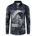 Khonsu Ancient Egyptian Button Sweatshirt with Dark Celtic Knot Pattern, Baboon Guardian Symbol, and Moon Healer Motif