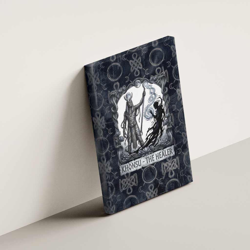 Khonsu Ancient Egyptian Canvas Wall Art with Dark Celtic Knot Pattern, Baboon Guardian Symbol, and Moon Healer Motif - African Pride