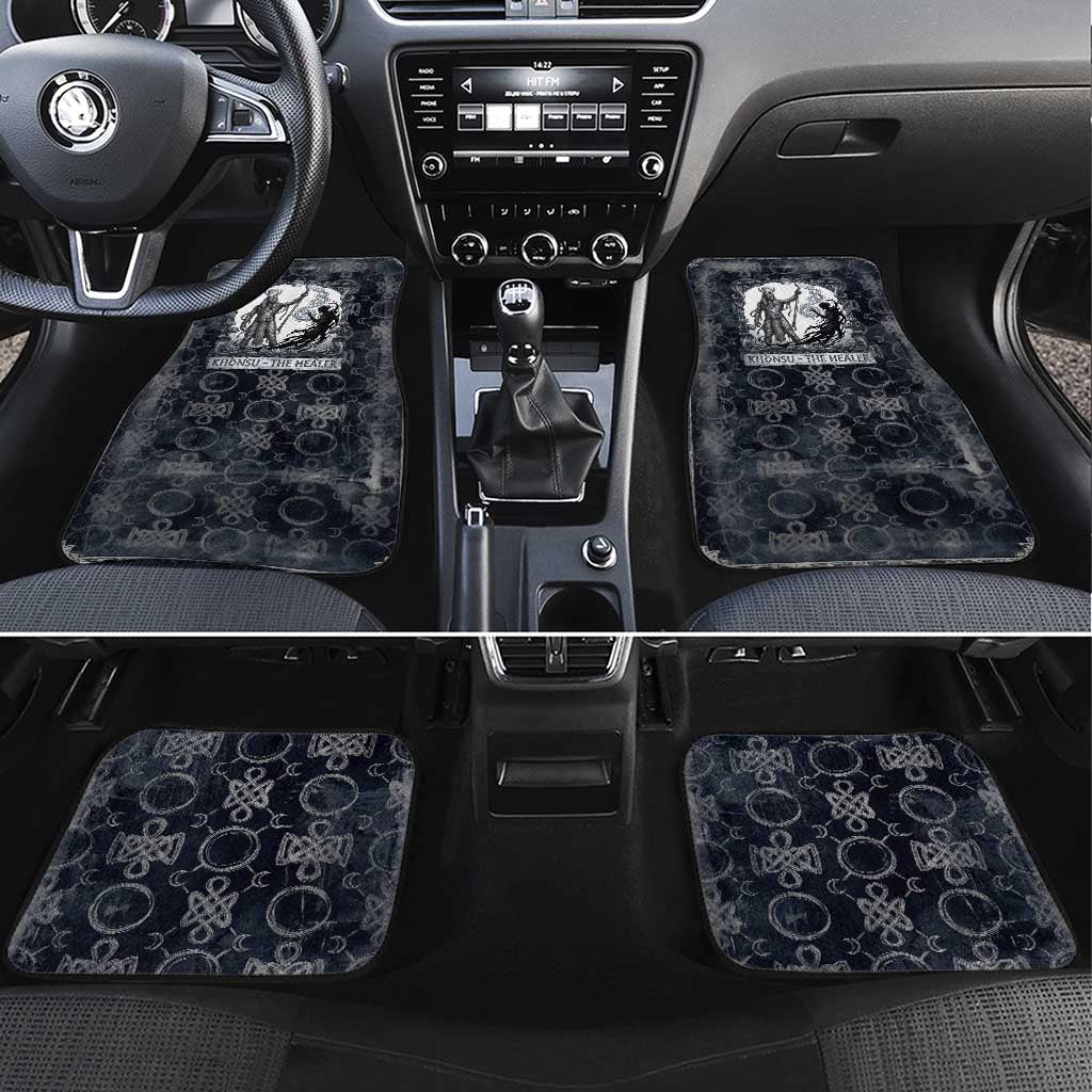 Khonsu Ancient Egyptian Car Mats with Dark Celtic Knot Pattern, Baboon Guardian Symbol, and Moon Healer Motif - African Pride
