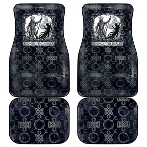 Khonsu Ancient Egyptian Car Mats with Dark Celtic Knot Pattern, Baboon Guardian Symbol, and Moon Healer Motif - African Pride