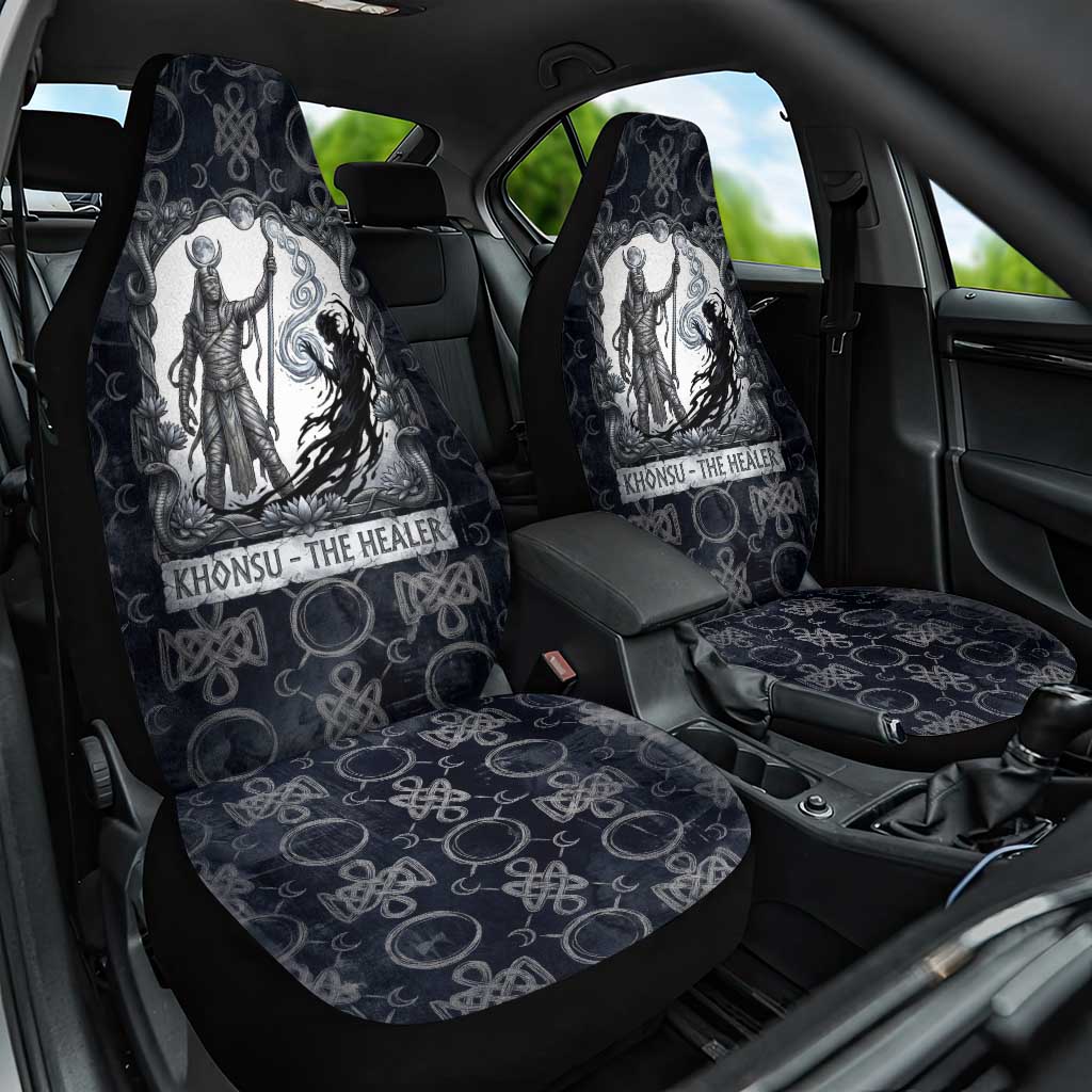 Khonsu Ancient Egyptian Car Seat Cover with Dark Celtic Knot Pattern, Baboon Guardian Symbol, and Moon Healer Motif - African Pride