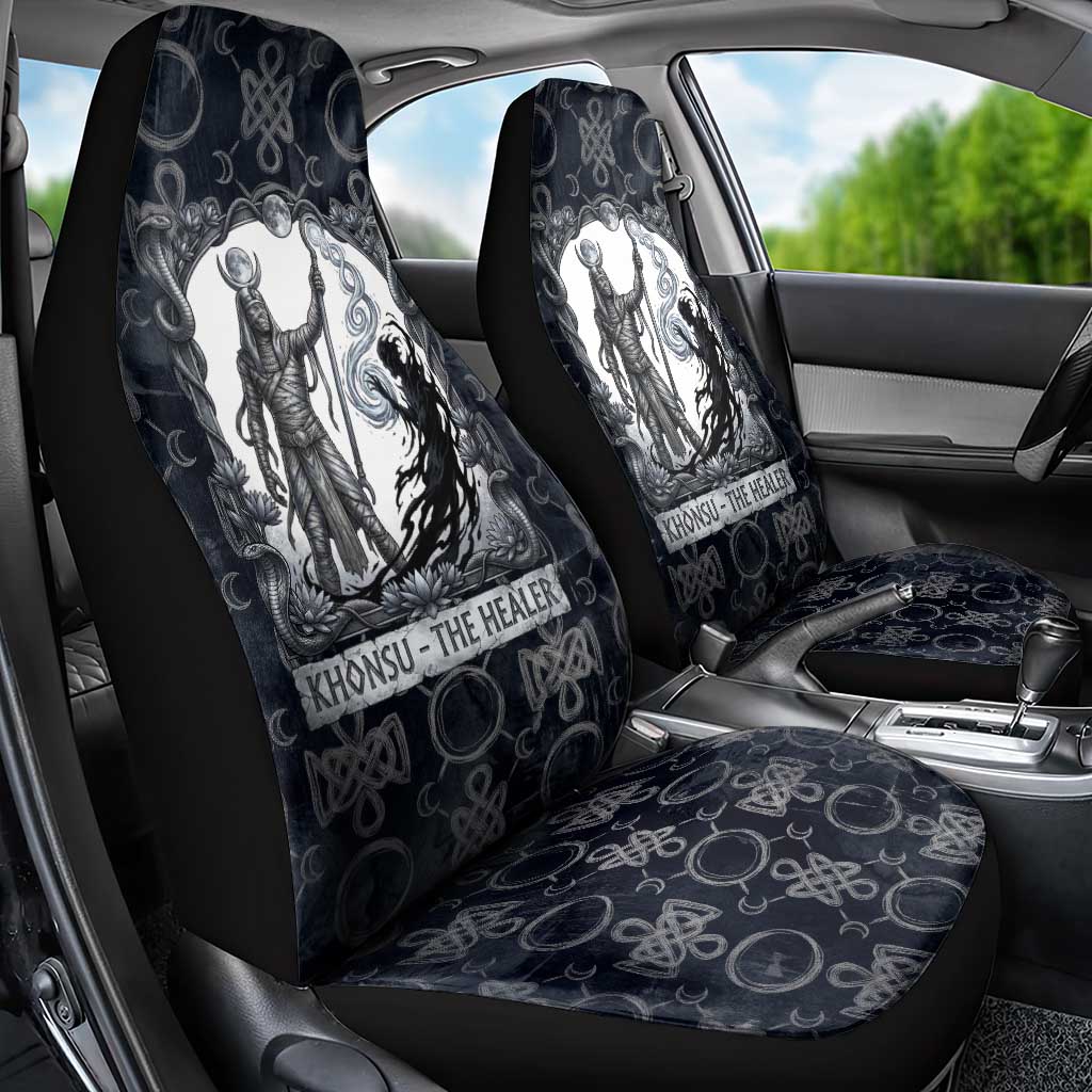 Khonsu Ancient Egyptian Car Seat Cover with Dark Celtic Knot Pattern, Baboon Guardian Symbol, and Moon Healer Motif - African Pride