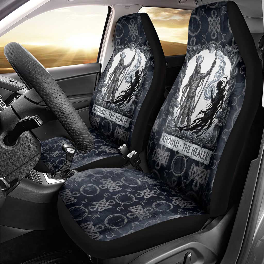 Khonsu Ancient Egyptian Car Seat Cover with Dark Celtic Knot Pattern, Baboon Guardian Symbol, and Moon Healer Motif - African Pride