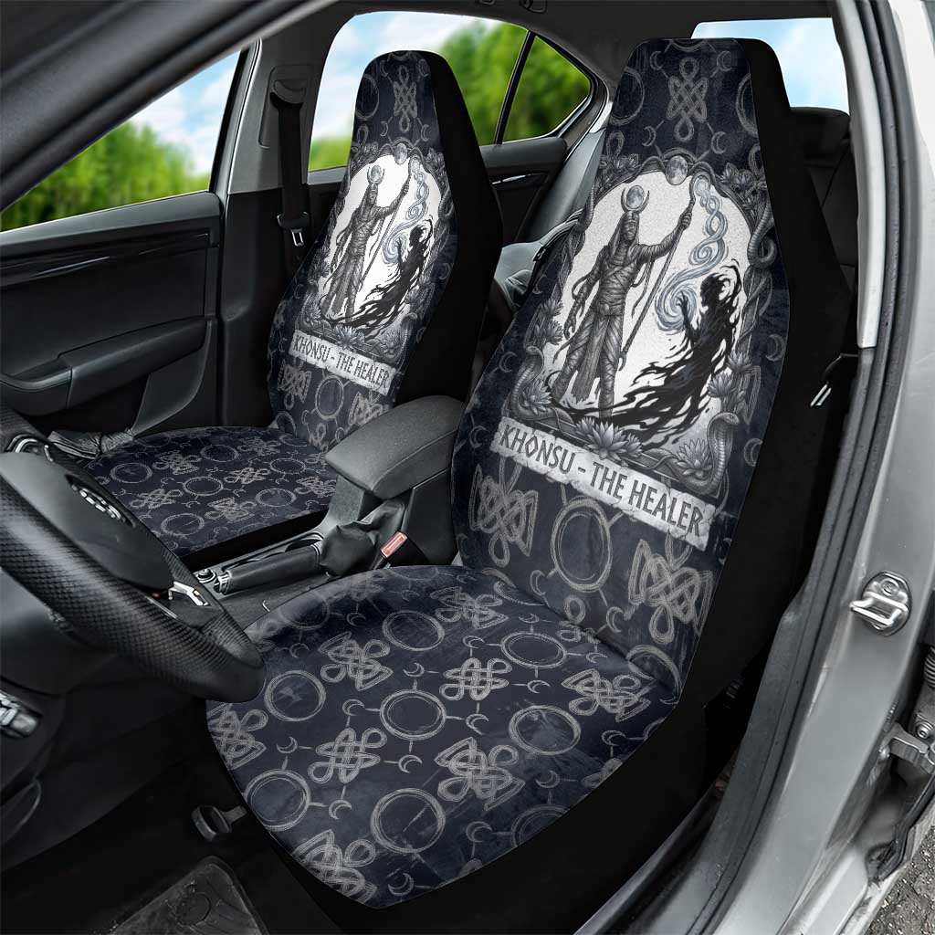 Khonsu Ancient Egyptian Car Seat Cover with Dark Celtic Knot Pattern, Baboon Guardian Symbol, and Moon Healer Motif - African Pride