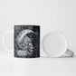 Khonsu Ancient Egyptian Ceramic Mug with Dark Celtic Knot Pattern, Baboon Guardian Symbol, and Moon Healer Motif - African Pride