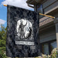 Khonsu Ancient Egyptian Garden Flag with Dark Celtic Knot Pattern, Baboon Guardian Symbol, and Moon Healer Motif - African Pride