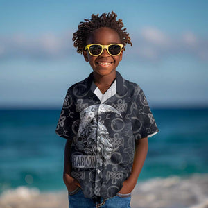 Khonsu Ancient Egyptian Kid Hawaiian Shirt with Dark Celtic Knot Pattern, Baboon Guardian Symbol, and Moon Healer Motif - African Pride