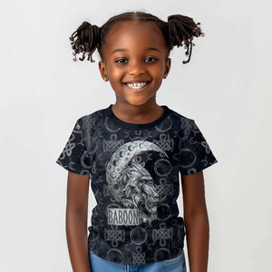 Khonsu Ancient Egyptian Kid T shirt with Dark Celtic Knot Pattern, Baboon Guardian Symbol, and Moon Healer Motif - African Pride