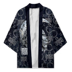 Khonsu Ancient Egyptian Kimono with Dark Celtic Knot Pattern, Baboon Guardian Symbol, and Moon Healer Motif - African Pride