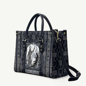 Khonsu Ancient Egyptian Leather Bag with Dark Celtic Knot Pattern, Baboon Guardian Symbol, and Moon Healer Motif - African Pride