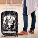 Khonsu Ancient Egyptian Luggage Cover with Dark Celtic Knot Pattern, Baboon Guardian Symbol, and Moon Healer Motif - African Pride