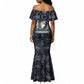 Khonsu Ancient Egyptian Mermaid Dress with Dark Celtic Knot Pattern, Baboon Guardian Symbol, and Moon Healer Motif - African Pride