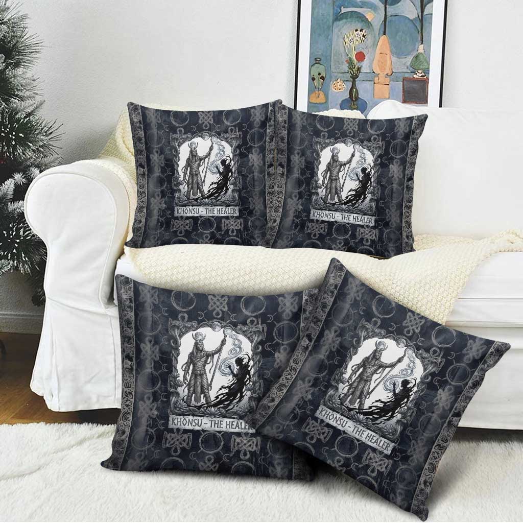 Khonsu Ancient Egyptian Pillow Cover with Dark Celtic Knot Pattern, Baboon Guardian Symbol, and Moon Healer Motif - African Pride