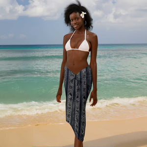 Khonsu Ancient Egyptian Sarong with Dark Celtic Knot Pattern, Baboon Guardian Symbol, and Moon Healer Motif - African Pride