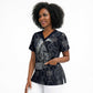 Khonsu Ancient Egyptian Scrub Top with Dark Celtic Knot Pattern, Baboon Guardian Symbol, and Moon Healer Motif - African Pride