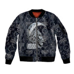 Khonsu Ancient Egyptian Sleeve Zip Bomber Jacket with Dark Celtic Knot Pattern, Baboon Guardian Symbol, and Moon Healer Motif - African Pride