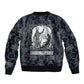 Khonsu Ancient Egyptian Sleeve Zip Bomber Jacket with Dark Celtic Knot Pattern, Baboon Guardian Symbol, and Moon Healer Motif - African Pride