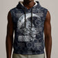 Khonsu Ancient Egyptian Sleeveless Hoodie with Dark Celtic Knot Pattern, Baboon Guardian Symbol, and Moon Healer Motif - African Pride