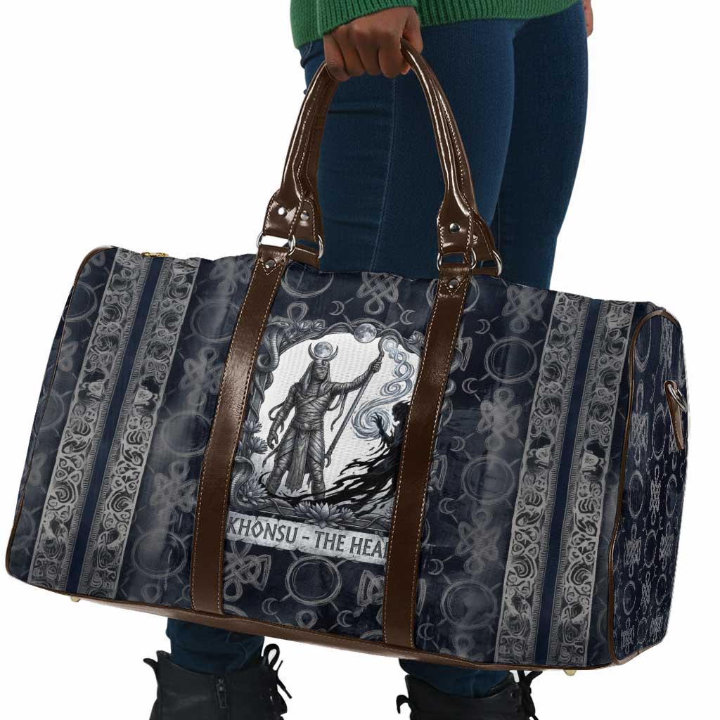 Khonsu Ancient Egyptian Travel Bag with Dark Celtic Knot Pattern, Baboon Guardian Symbol, and Moon Healer Motif - African Pride