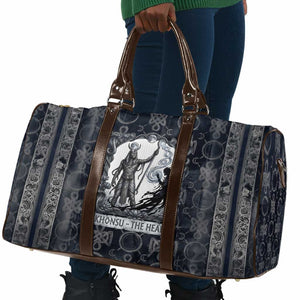 Khonsu Ancient Egyptian Travel Bag with Dark Celtic Knot Pattern, Baboon Guardian Symbol, and Moon Healer Motif - African Pride