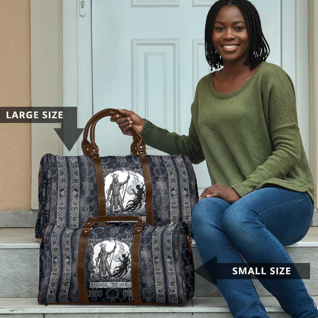 Khonsu Ancient Egyptian Travel Bag with Dark Celtic Knot Pattern, Baboon Guardian Symbol, and Moon Healer Motif - African Pride