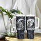 Khonsu Ancient Egyptian Tumbler With Handle with Dark Celtic Knot Pattern, Baboon Guardian Symbol, and Moon Healer Motif - African Pride