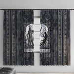 Khonsu Ancient Egyptian Window Curtain with Dark Celtic Knot Pattern, Baboon Guardian Symbol, and Moon Healer Motif - African Pride