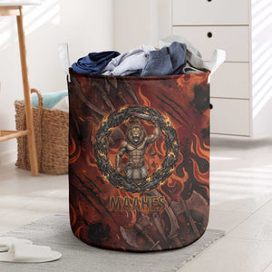 Maahes Laundry Basket Ancient Egyptian Fiery Red Flame - Roaring Lion Head - African Pride