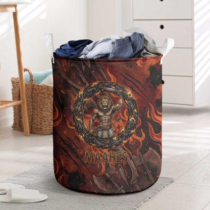 Maahes Laundry Basket Ancient Egyptian Fiery Red Flame - Roaring Lion Head - African Pride
