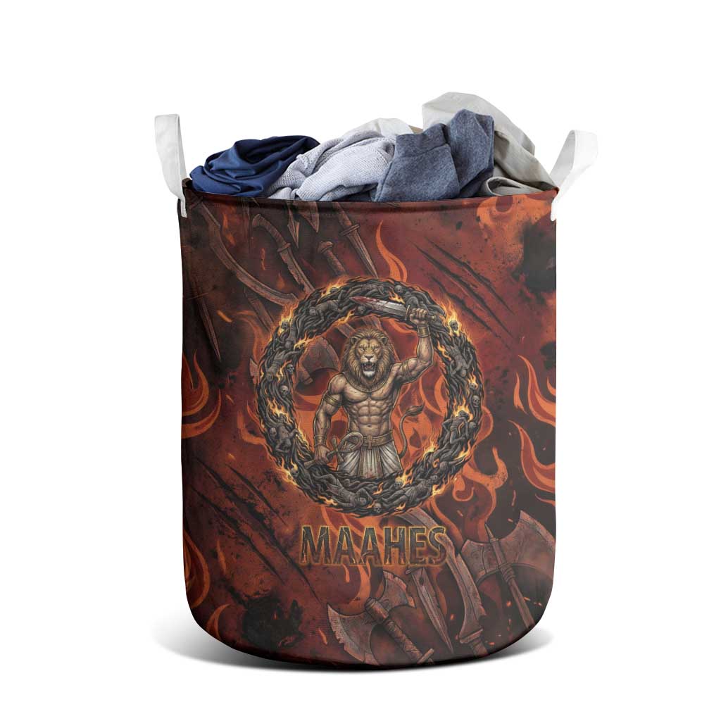 Maahes Laundry Basket Ancient Egyptian Fiery Red Flame - Roaring Lion Head - African Pride