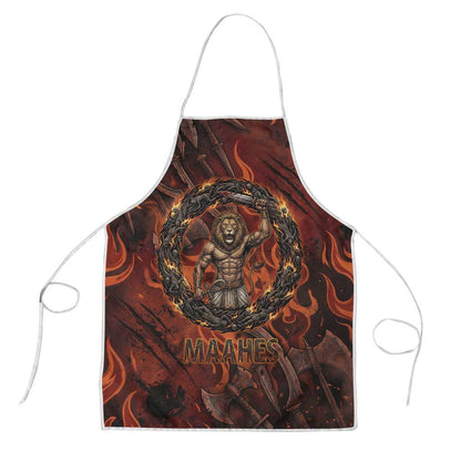 Maahes Apron Ancient Egyptian Fiery Red Flame - Roaring Lion Head - African Pride