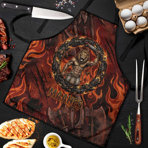 Maahes Apron Ancient Egyptian Fiery Red Flame - Roaring Lion Head - African Pride