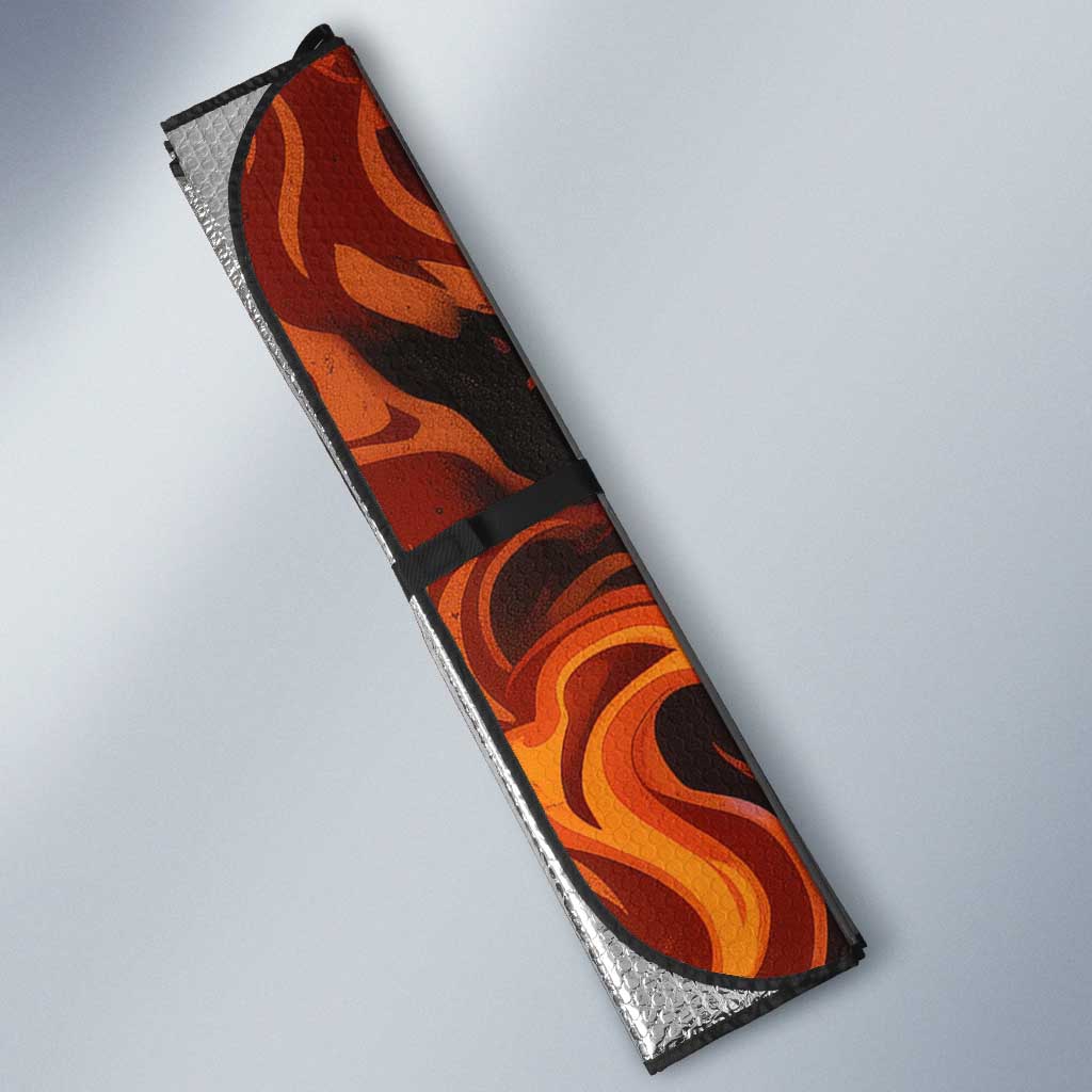 Maahes Auto Sun Shade Ancient Egyptian Fiery Red Flame - Roaring Lion Head - African Pride