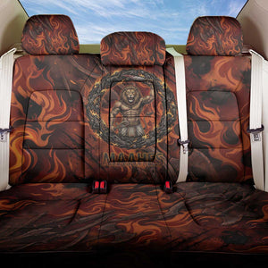 Maahes Back Car Seat Cover Ancient Egyptian Fiery Red Flame - Roaring Lion Head - African Pride