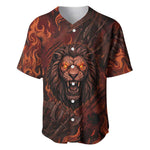 Maahes Baseball Jersey Ancient Egyptian Fiery Red Flame - Roaring Lion Head - African Pride