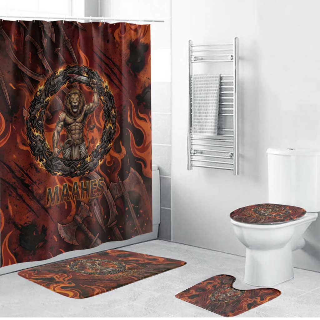 Maahes Bathroom Set Ancient Egyptian Fiery Red Flame - Roaring Lion Head - African Pride