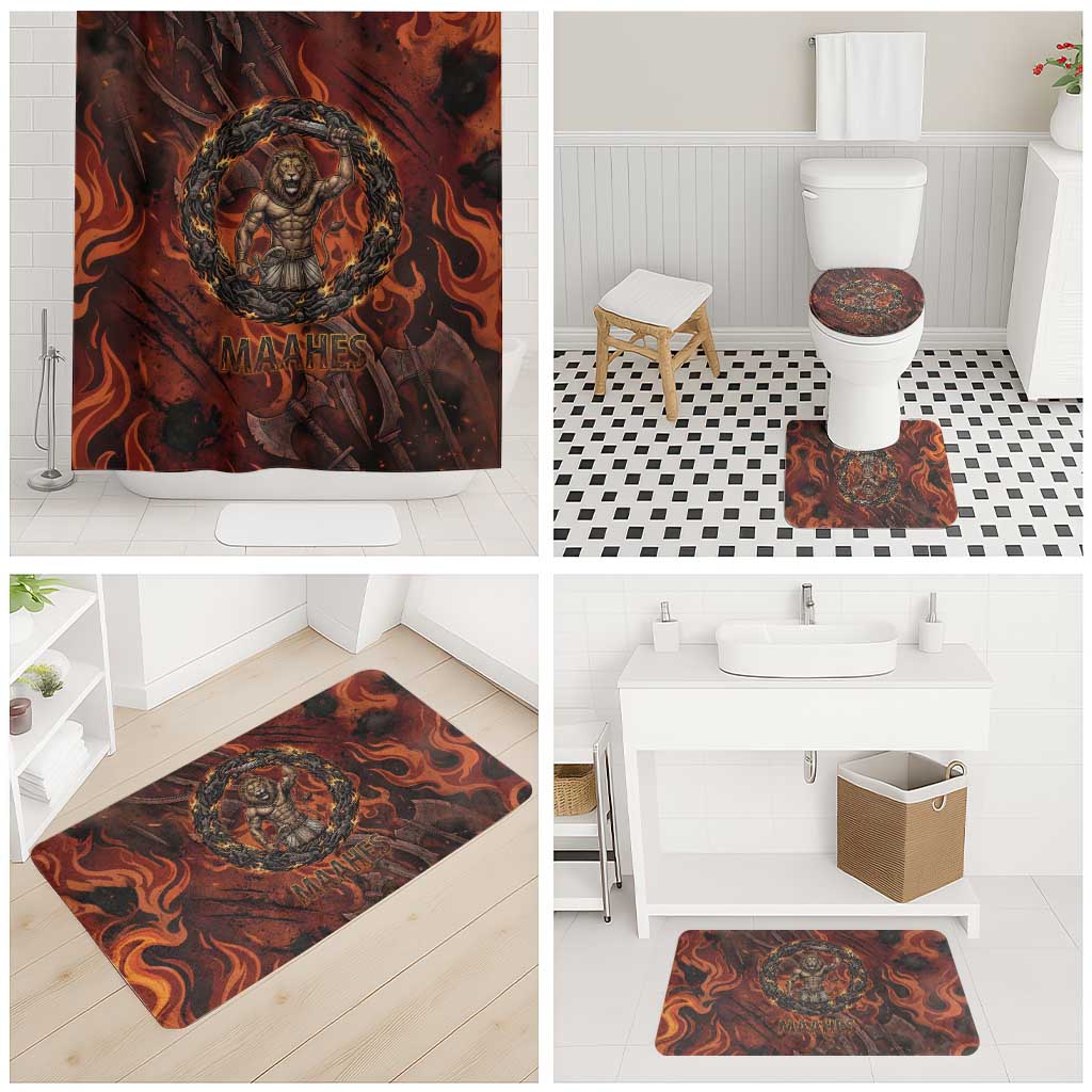 Maahes Bathroom Set Ancient Egyptian Fiery Red Flame - Roaring Lion Head - African Pride