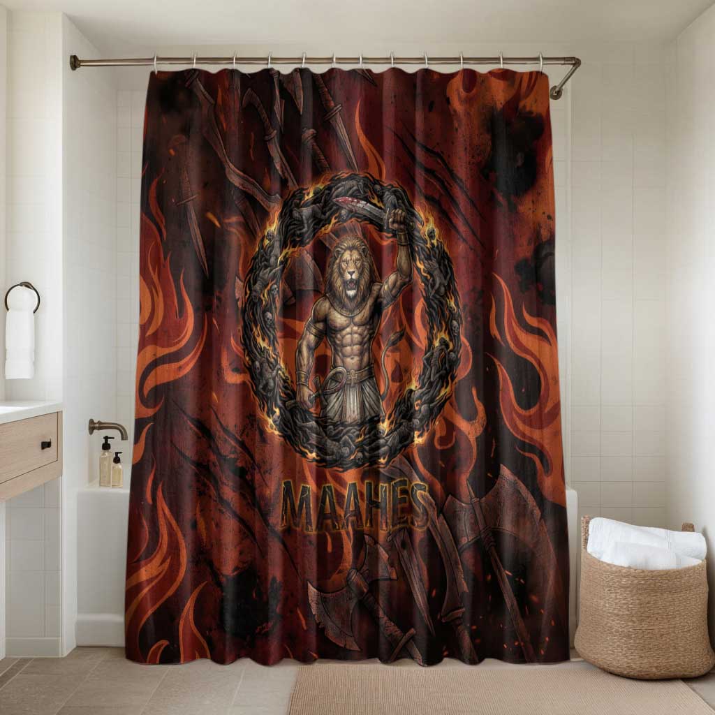 Maahes Bathroom Set Ancient Egyptian Fiery Red Flame - Roaring Lion Head - African Pride