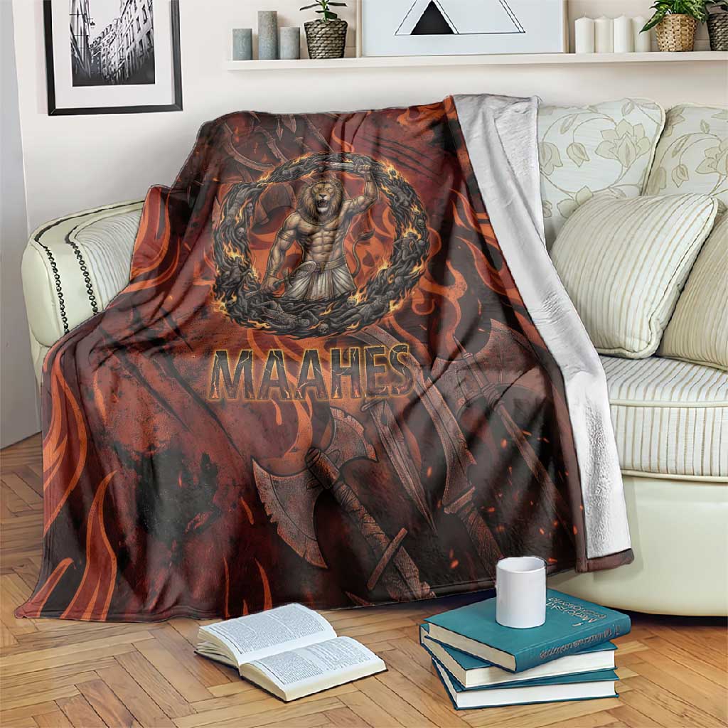 Maahes Blanket Ancient Egyptian Fiery Red Flame - Roaring Lion Head - African Pride