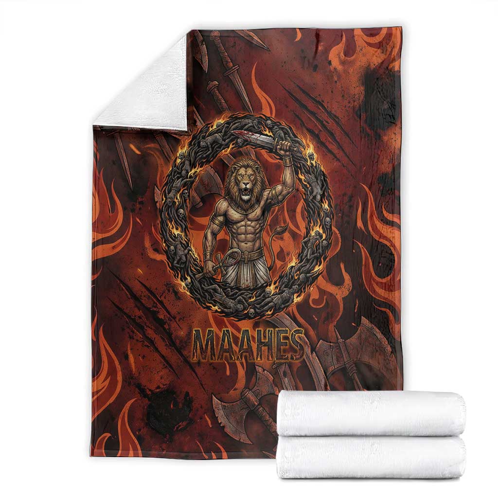 Maahes Blanket Ancient Egyptian Fiery Red Flame - Roaring Lion Head - African Pride