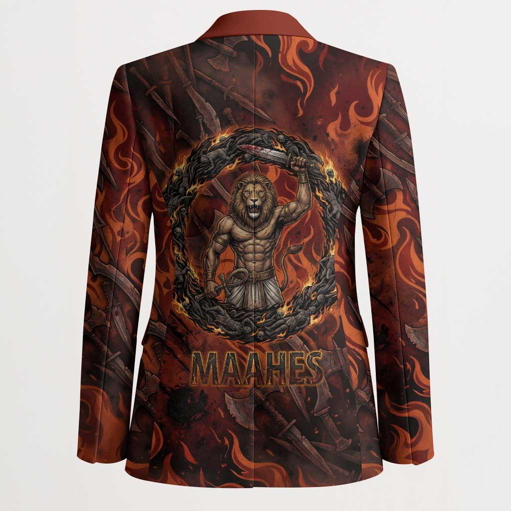 Maahes Blazer Ancient Egyptian Fiery Red Flame - Roaring Lion Head - African Pride