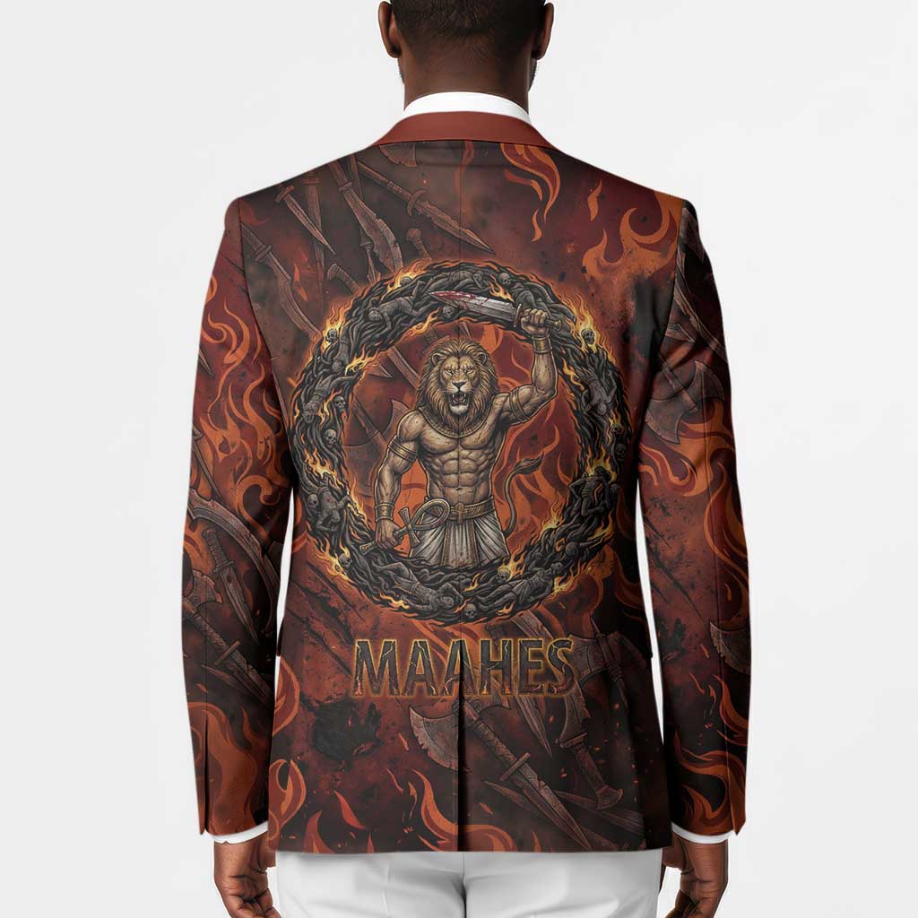 Maahes Blazer Ancient Egyptian Fiery Red Flame - Roaring Lion Head - African Pride
