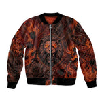 Maahes Bomber Jacket Ancient Egyptian Fiery Red Flame - Roaring Lion Head - African Pride