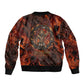 Maahes Bomber Jacket Ancient Egyptian Fiery Red Flame - Roaring Lion Head - African Pride