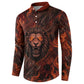 Maahes Button Sweatshirt Ancient Egyptian Fiery Red Flame - Roaring Lion Head