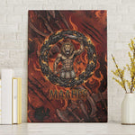 Maahes Canvas Wall Art Ancient Egyptian Fiery Red Flame - Roaring Lion Head - African Pride