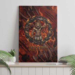 Maahes Canvas Wall Art Ancient Egyptian Fiery Red Flame - Roaring Lion Head - African Pride
