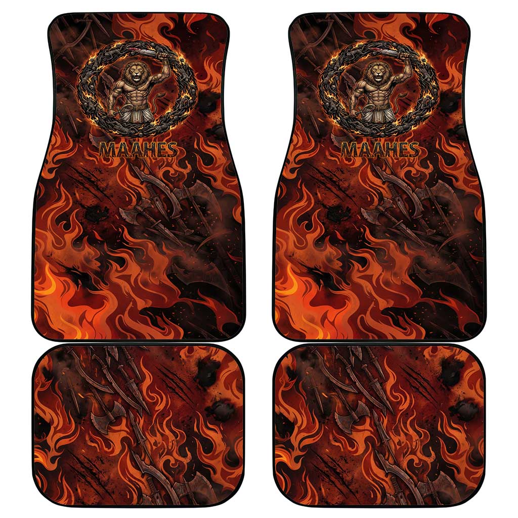 Maahes Car Mats Ancient Egyptian Fiery Red Flame - Roaring Lion Head - African Pride